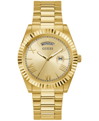GUESS Men's Gold-Tone Stainless Steel Bracelet Watch 42mm