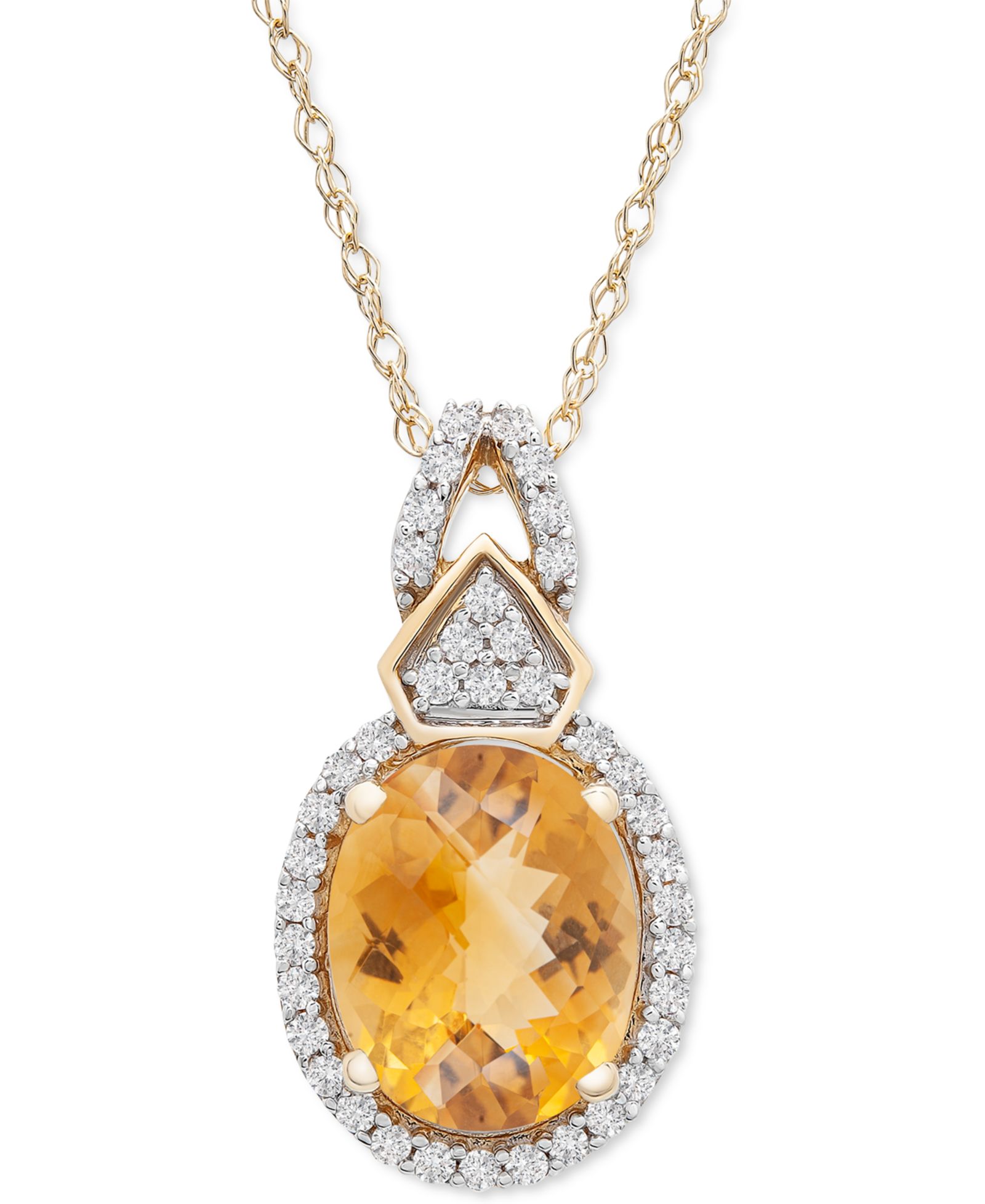 Citrine (2-1/3 ct. t.w.) & Diamond (1/5 ct. t.w.) 18" Pendant Necklace in 14k Gold