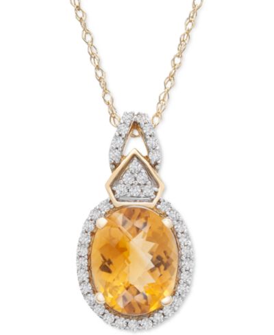 Подвеска с цитрином (2-1/3 ct. t.w.) и бриллиантом (1/5 ct. t.w.) в 14k Gold, 18"