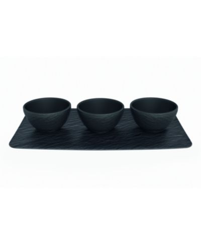 Villeroy & Boch Manufacture Rock Dip Bowls & Tray Set, 4 Pieces