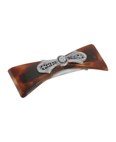 Заколка 2028 Women's Tortoise с серебристым филигранью и кристаллами