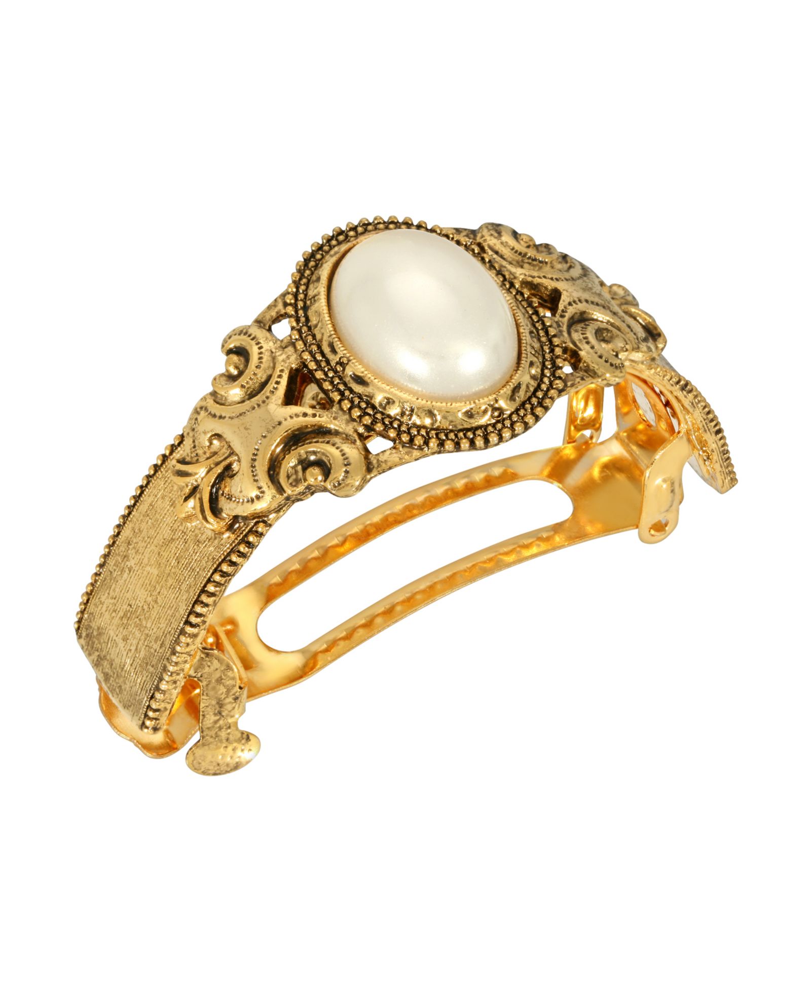 Женский держатель для волос 2028 Gold-Tone Oval Imitation Pearl
