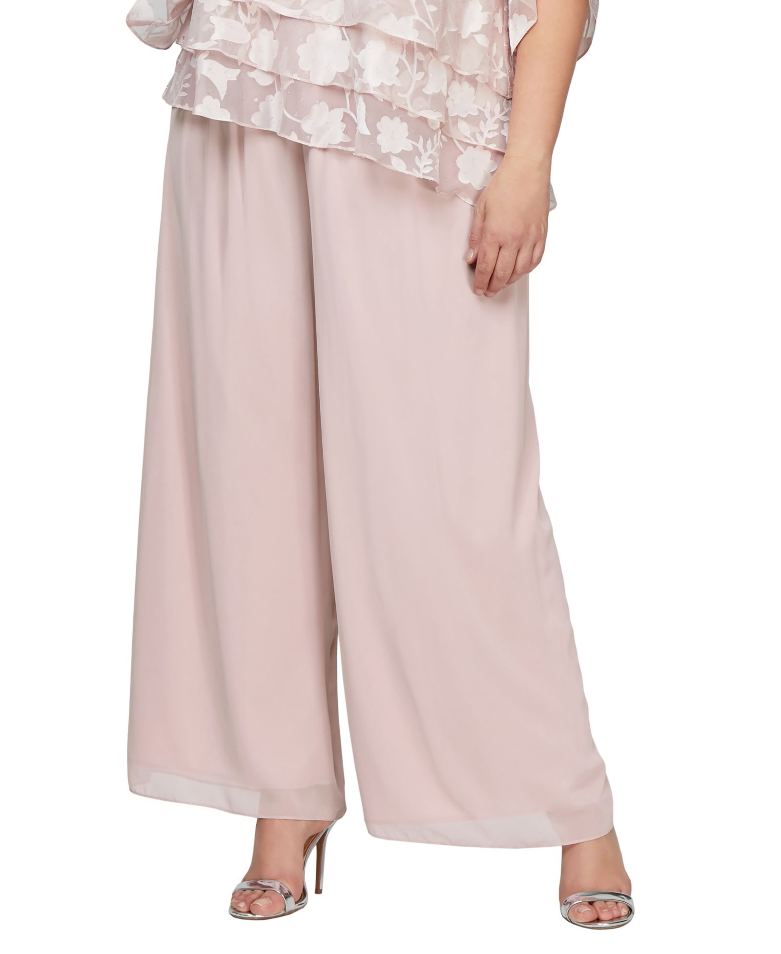 Alex Evenings Plus Size Wide-Leg Chiffon Pants