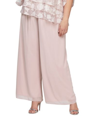 Alex Evenings Plus Size Wide-Leg Chiffon Pants