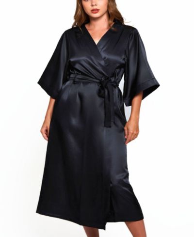 Женский длинный халат Victoria Plus Size Satin 3/4 Sleeve