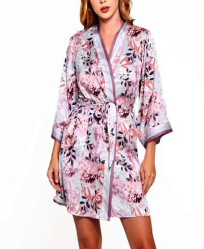 Женское нижнее белье в виде халата iCollection Floral с контрастной отделкой