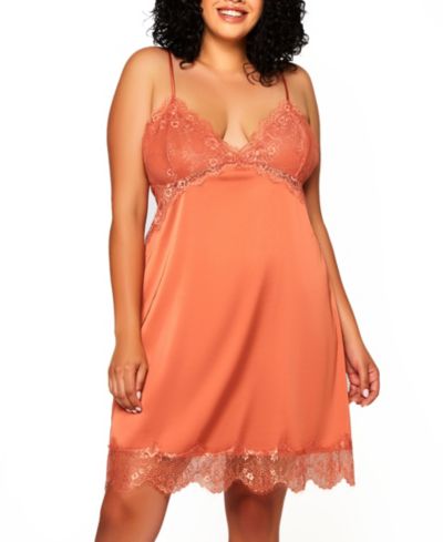 Комплект нижнего белья iCollection Constance Ultra Soft Plus Size Stretch Satin Cami and Short Lingerie Set