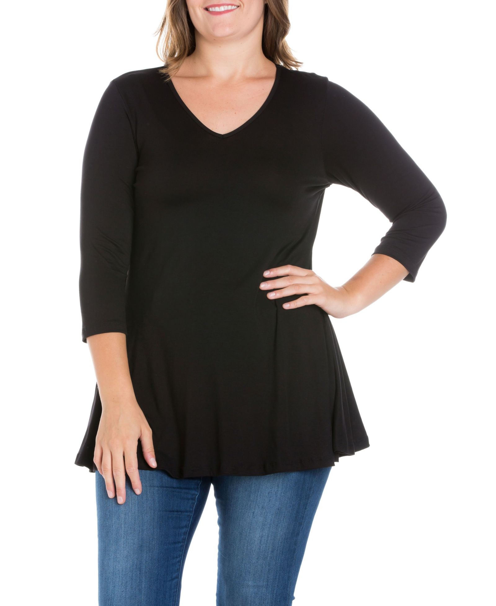 Туника Plus Size 3/4 Sleeve V-Neck