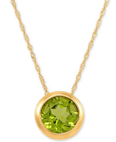 Birthstone 18" Bezel Pendant Necklace in 14k Gold