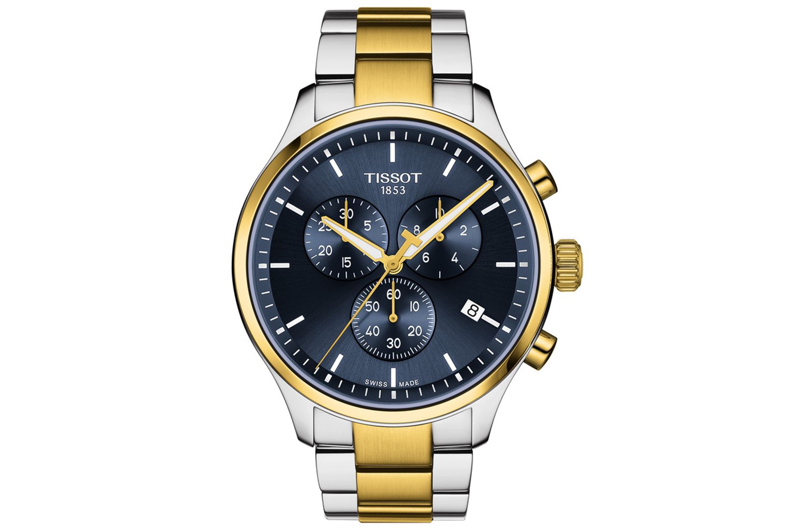 Мужские швейцарские часы Tissot Chronograph Chrono XL Classic двухцветные из нержавеющей стали 45mm