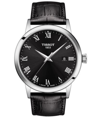 Tissot Men's Swiss Classic Dream Black Leather Strap Watch 42mm