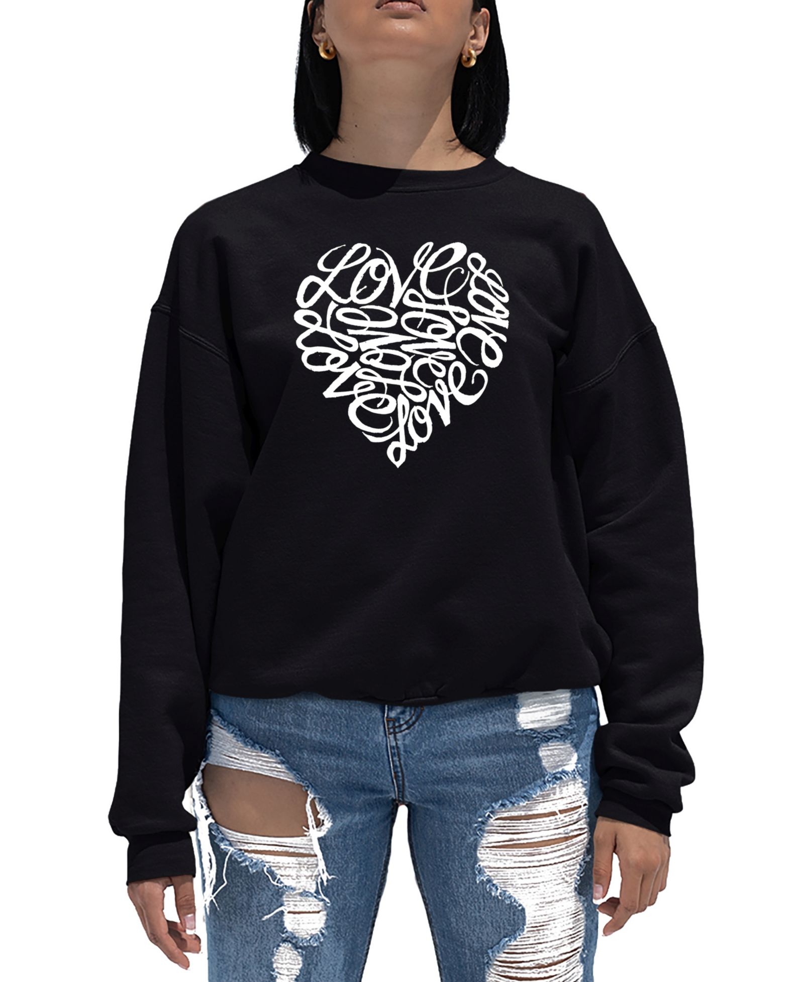 Свитшот Women's Word Art Crewneck Love Heart