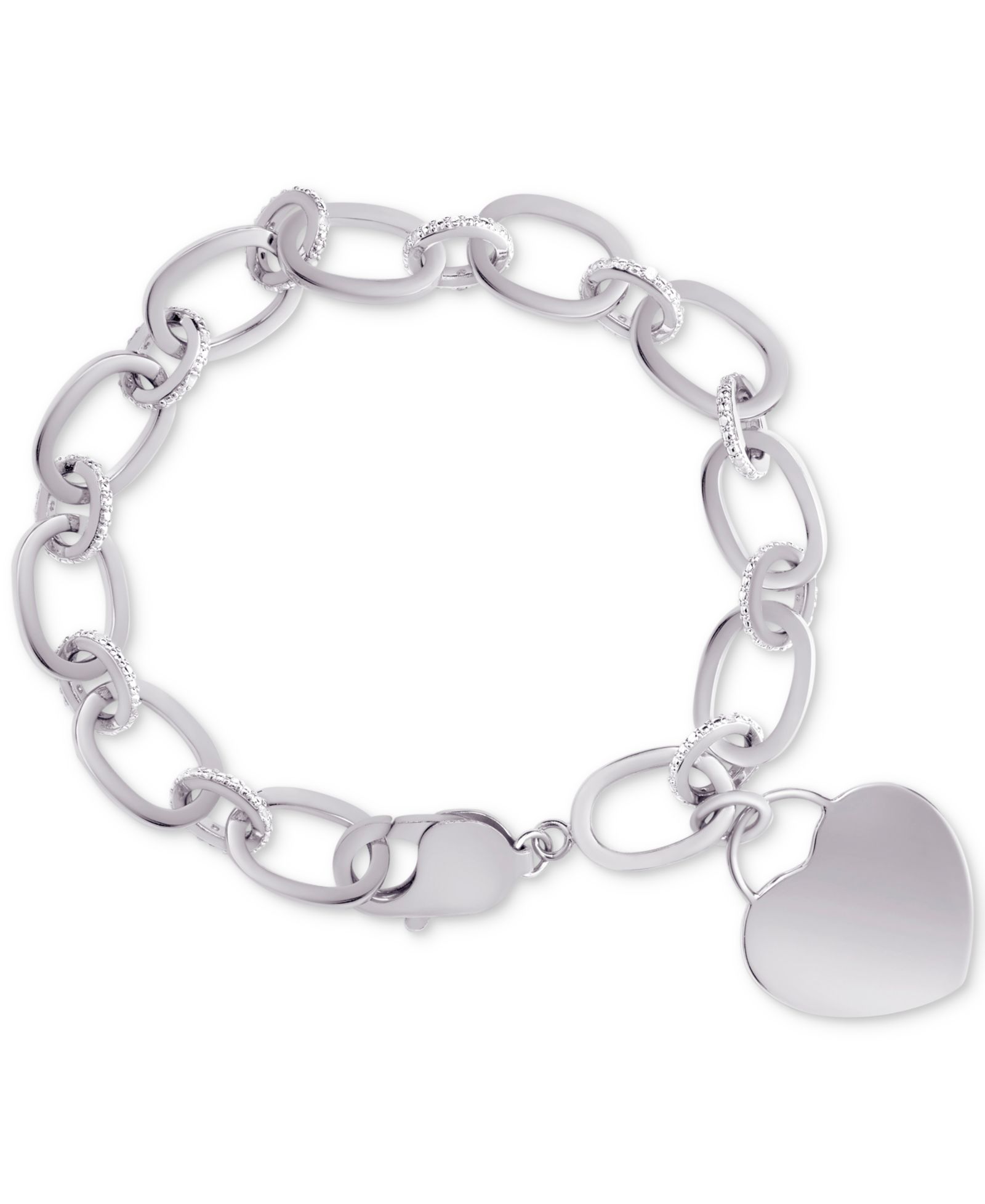 Браслет с подвеской Diamond Heart (1/10 ct. t.w.) из стерлингового серебра или позолоченного стерлингового серебра