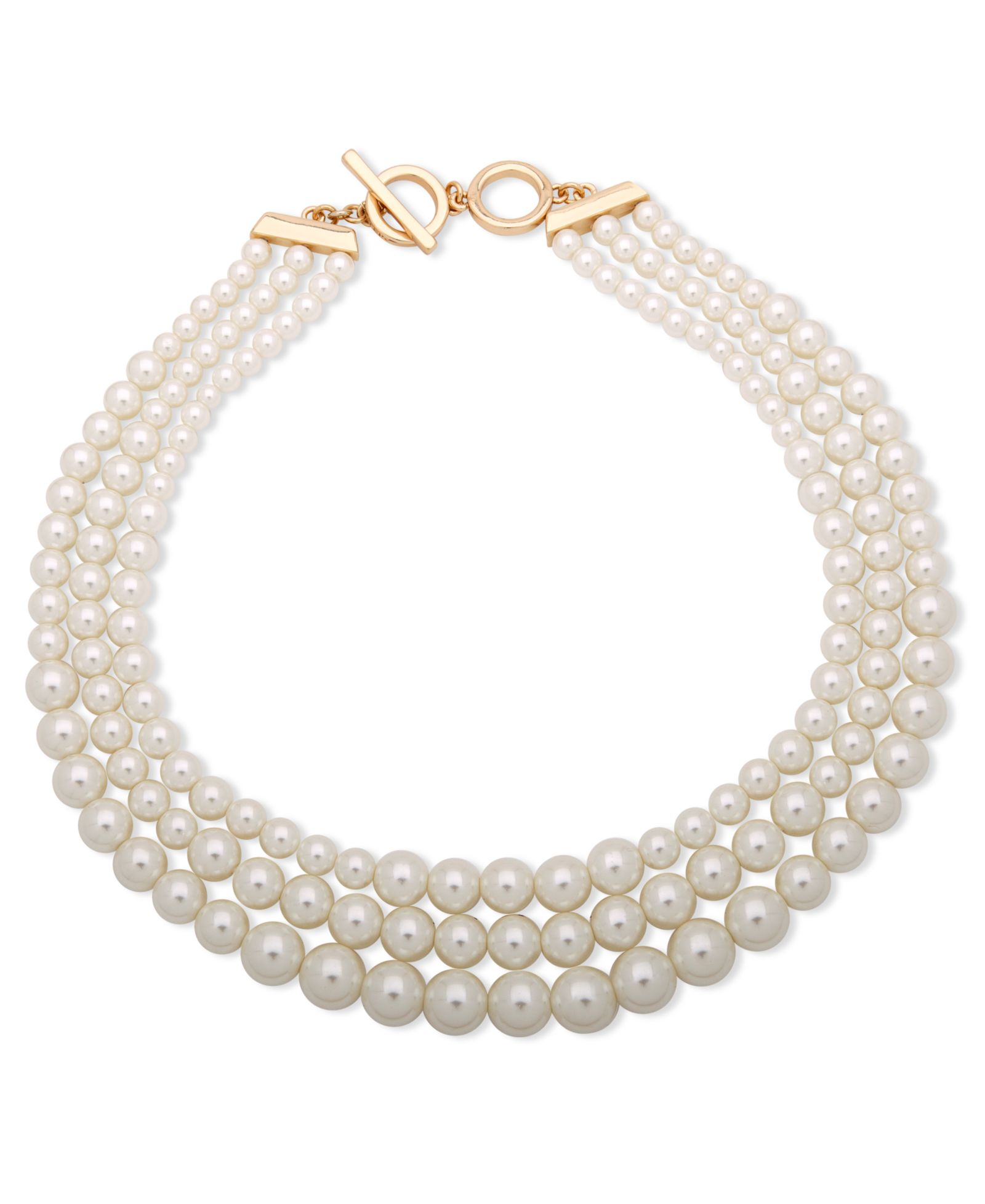 Anne Klein Ожерелье-чокер с имитацией жемчуга в три ряда, 18.5"
