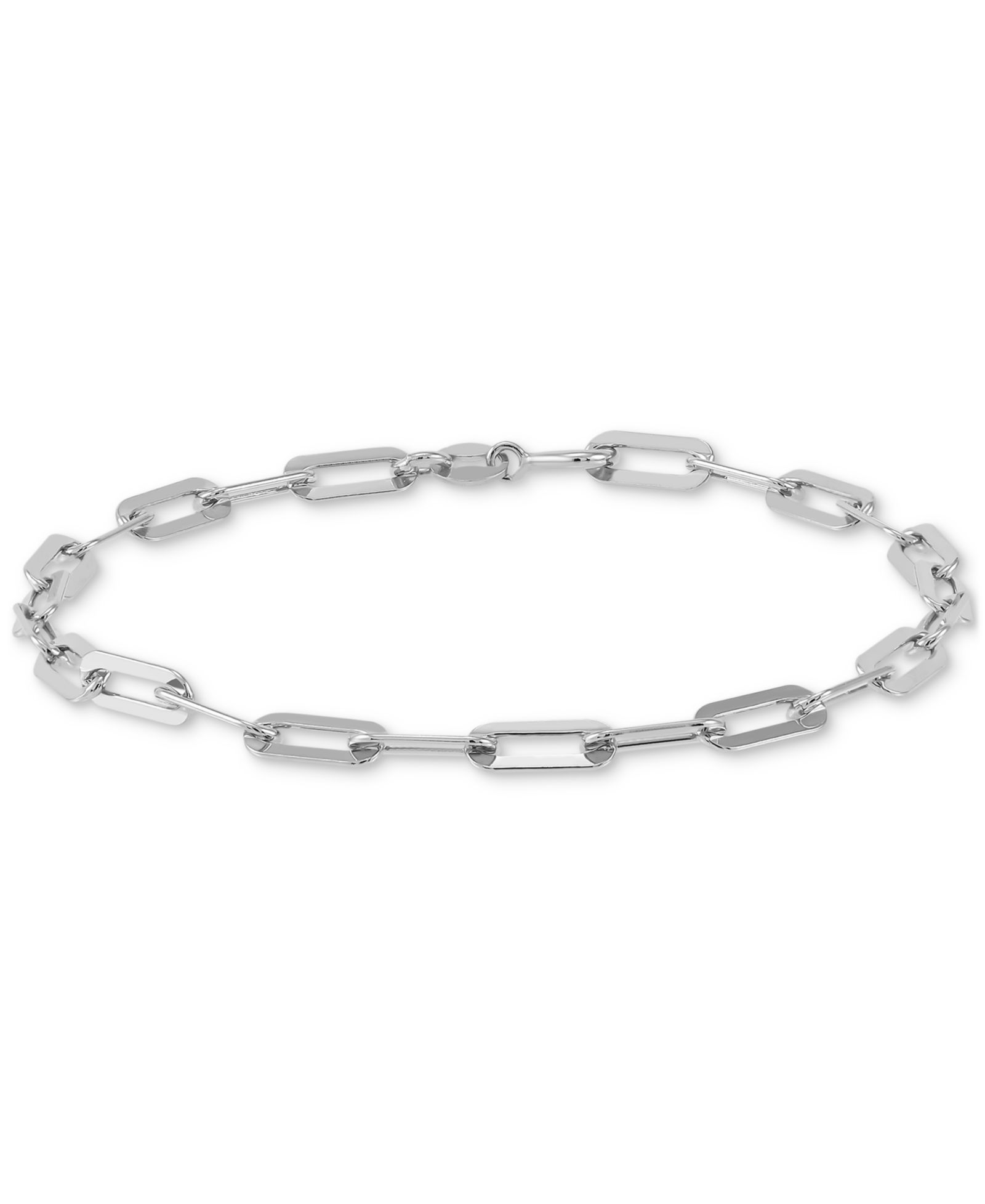 Polished Paperclip Bracelet in 18K Gold over Silver or Sterling Silver