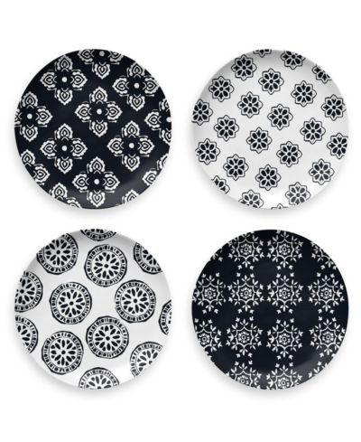 Тарелки для салата Abode Homewares Black Medallion Melamine, набор из 4 шт
