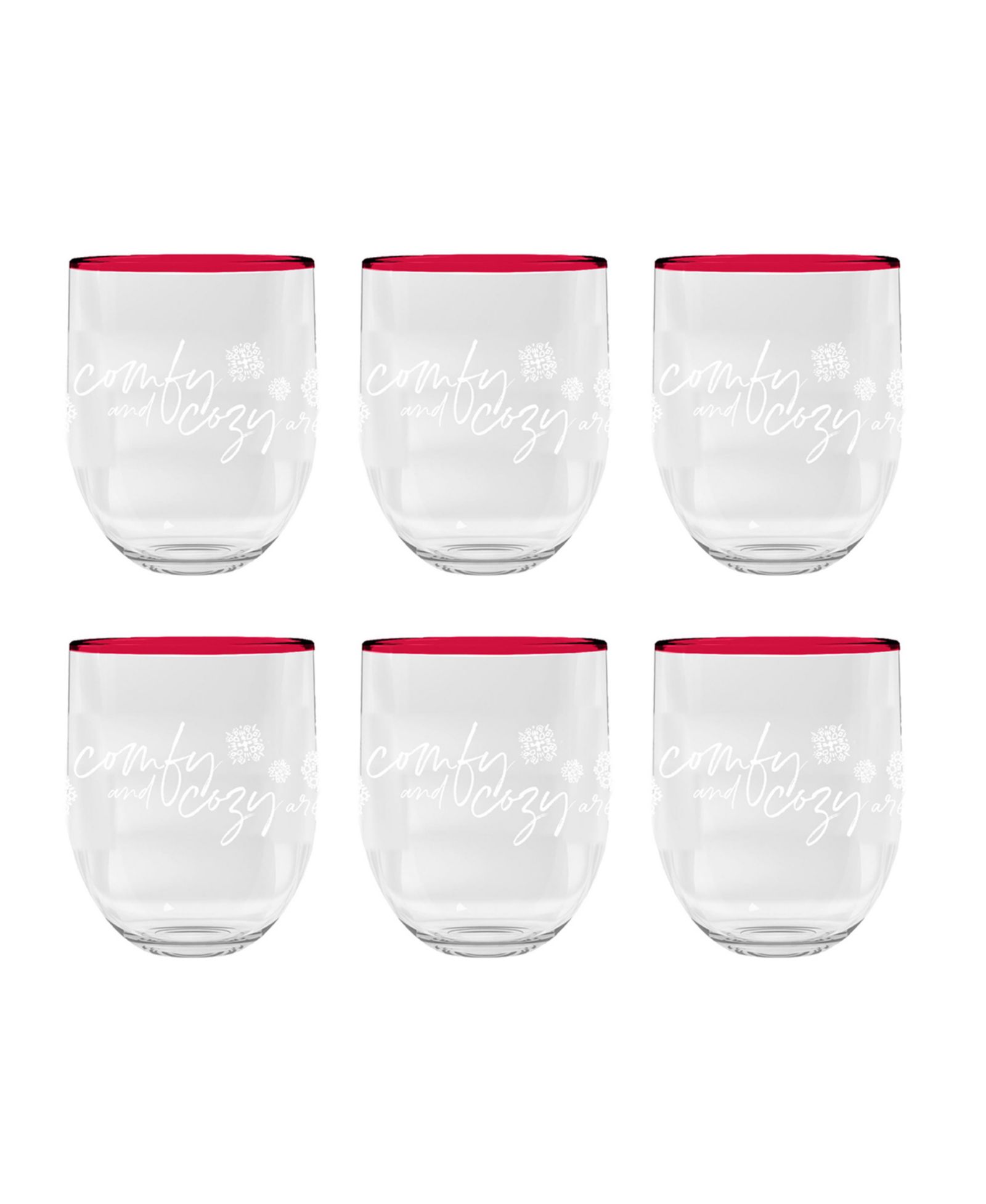 Набор из 6 бокалов Abode Homewares Holiday Cozy Stemless, 15oz.,Premium Acrylic