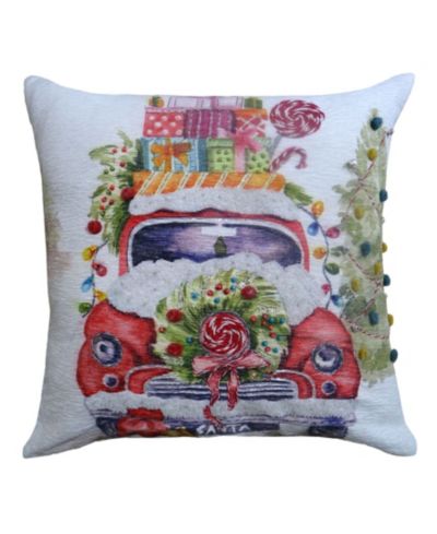 Vibhsa Christmas Car Embroidered Decorative Pillow,20" x 20"