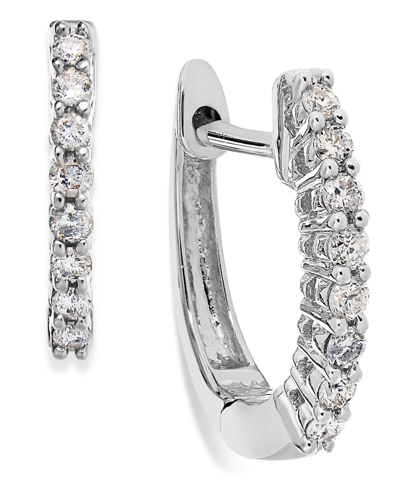 Серьги-кольца Diamond Mini Hoop (1/8 ct. t.w.) в белом, розовом или желтом золоте 10k