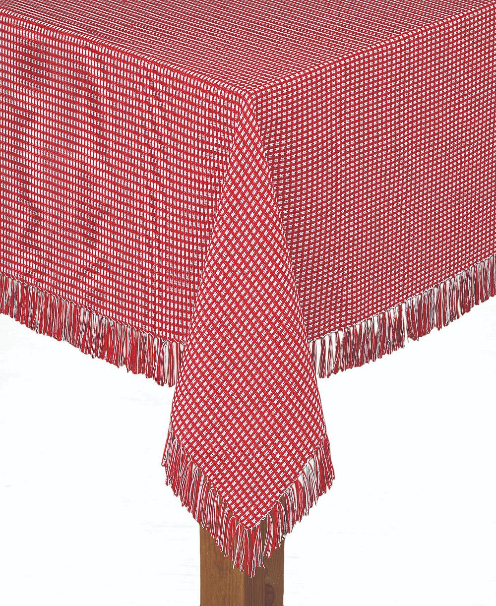 Lintex Homespun Red 100% Cotton Tablecloth 60"X84"