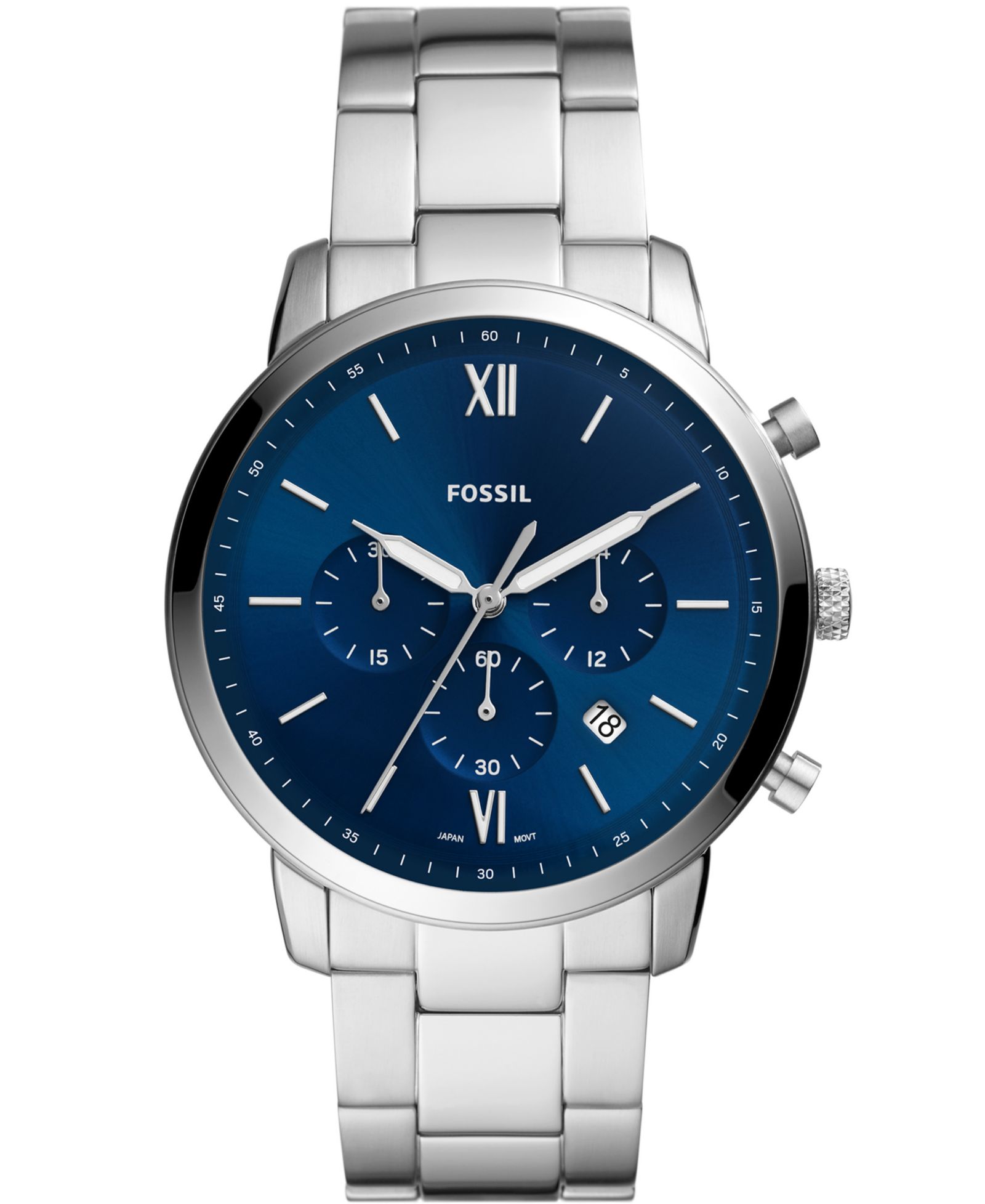 Fossil Мужские часы Neutra Silver-Tone Bracelet 44mm