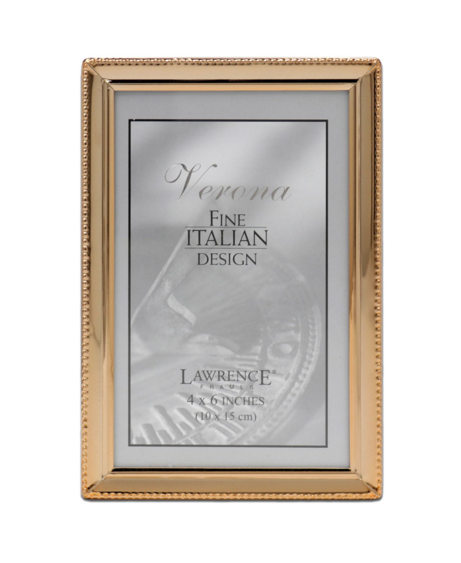 Polished Metal Picture Frame - Bead Border Design, 4" x 6"