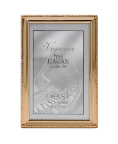 Polished Metal Picture Frame - Bead Border Design, 4" x 6"