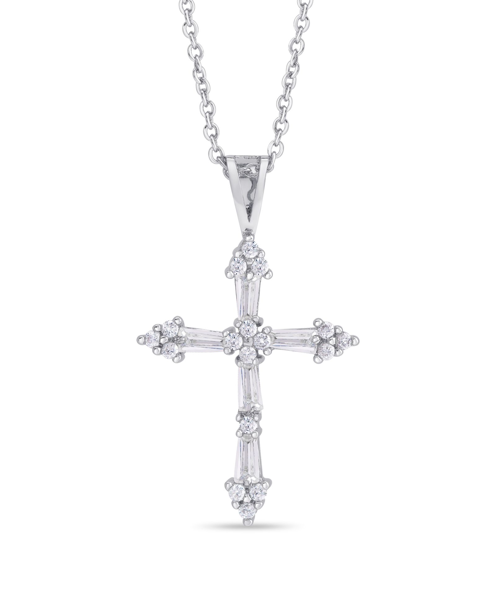 Подвеска-крест Cubic Zirconia 18" Necklace Silver Plate или Gold Plate