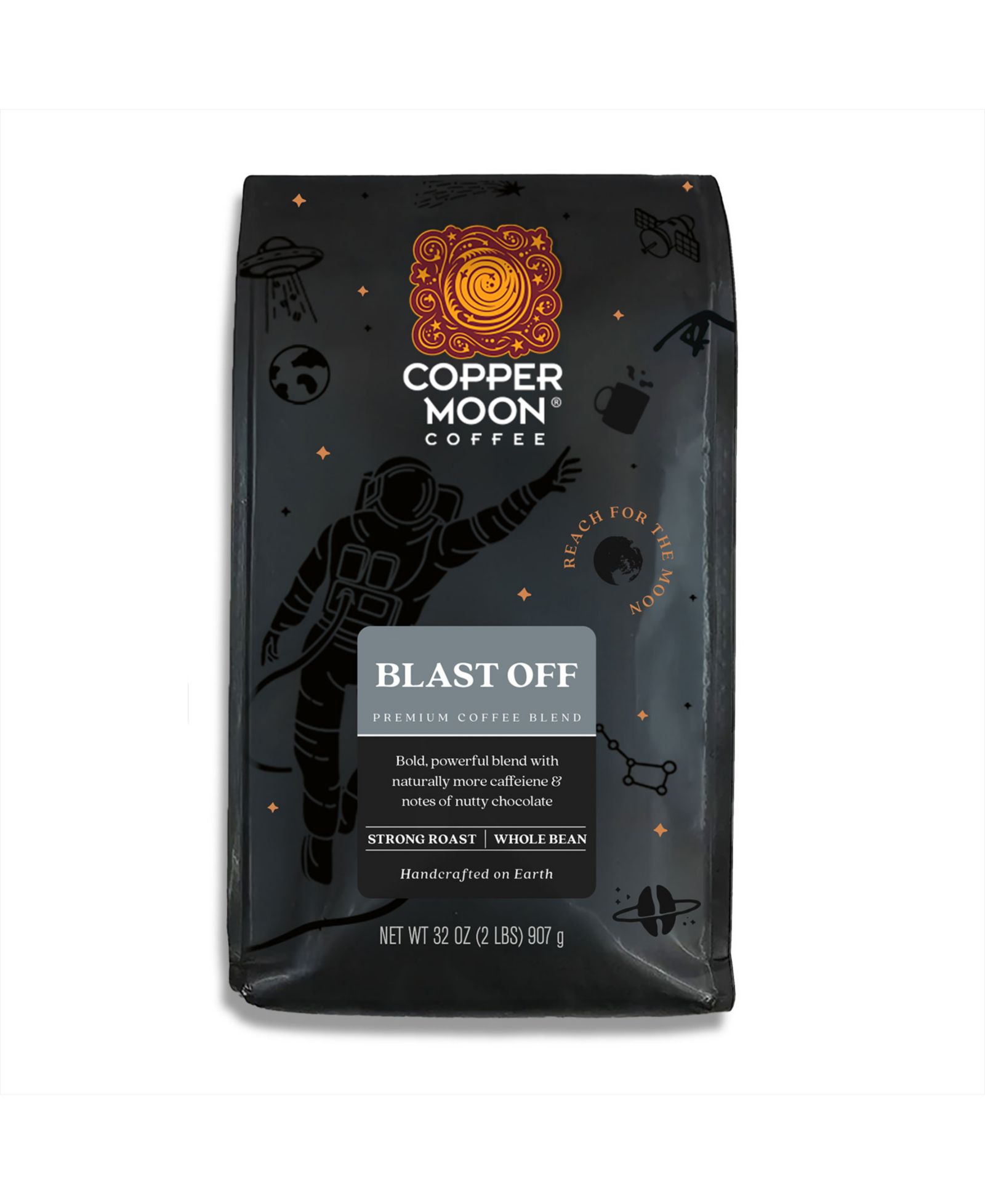 Copper Moon Coffee Кофе в зернах High Caffeine Blast Off Blend, 2 lbs
