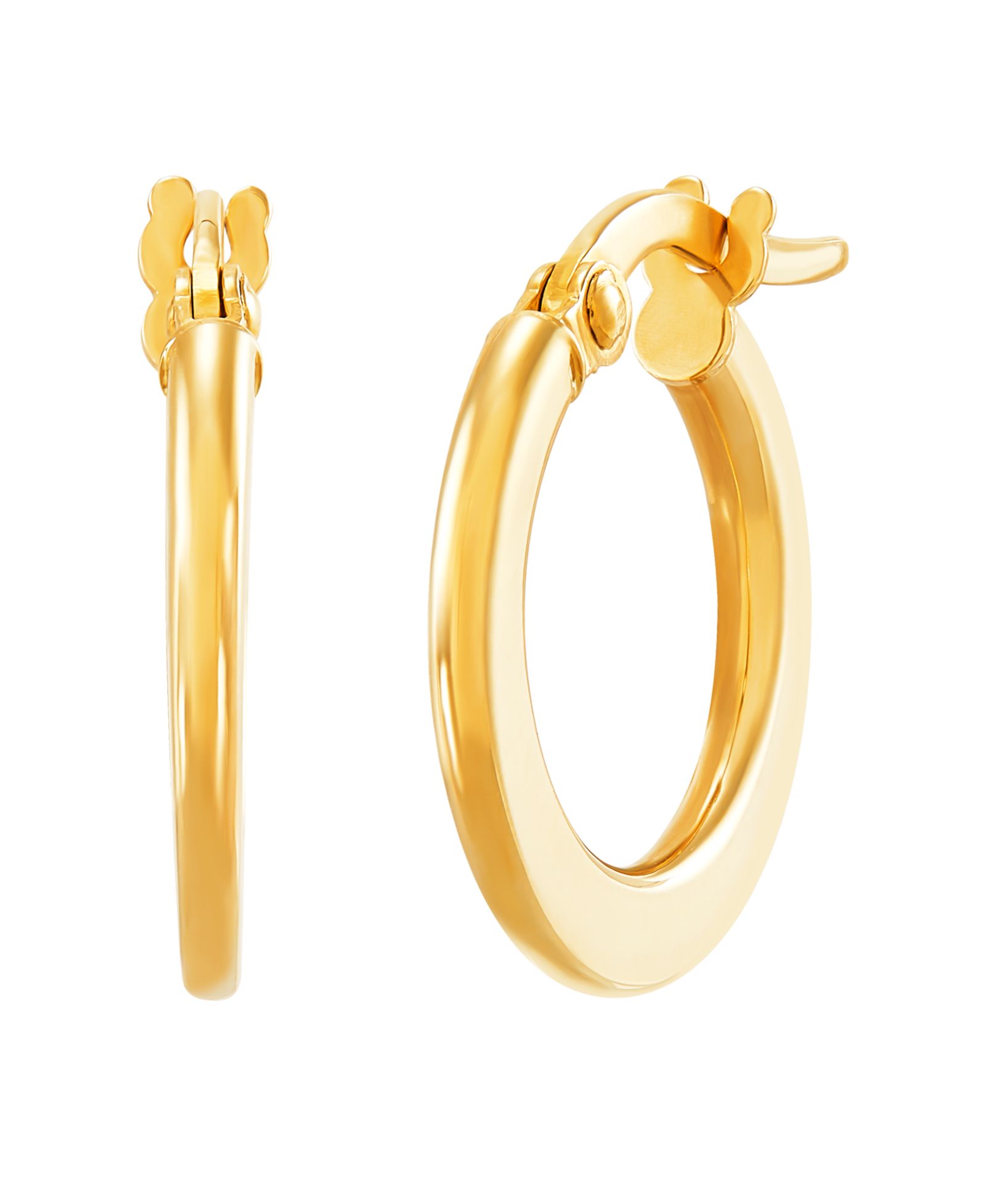 Italian Gold серьги-кольца Polished Small Flat Round Hoop, 10K Yellow Gold, 10mm