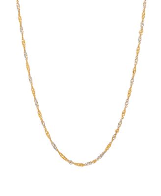 Polished Two-Tone Diamond Cut 18" Singapore Chain in 10K Yellow Gold