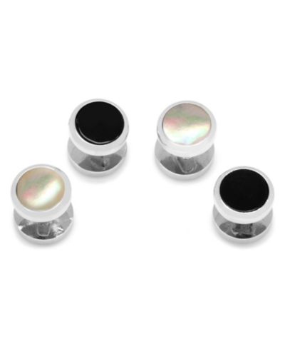 Мужской комплект из 4 пар запонок Double Sided Round Beveled