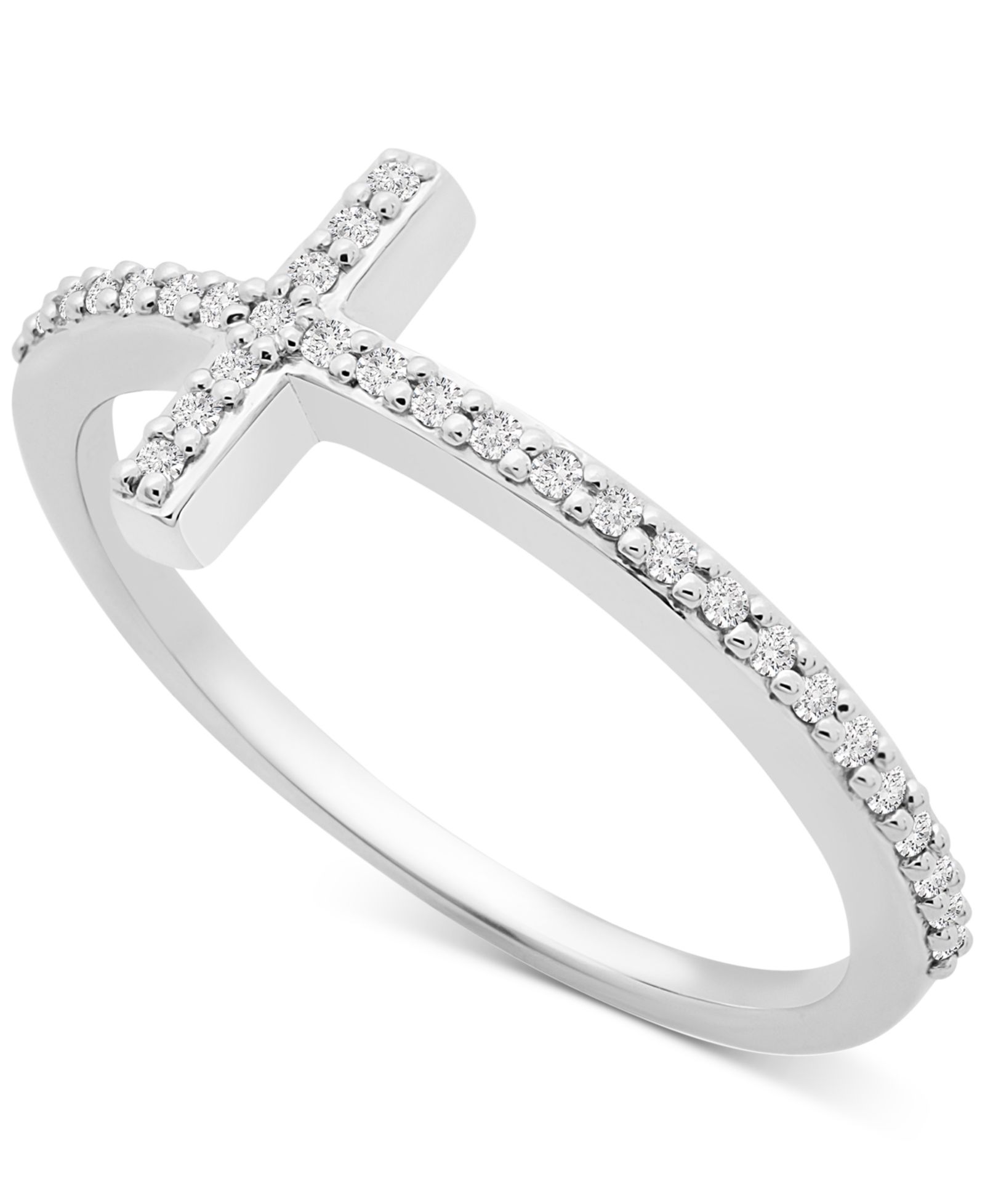 Кольцо Wrapped™ Diamond East-West Cross (1/8 ct. t.w.) в белом или желтом золоте 14k