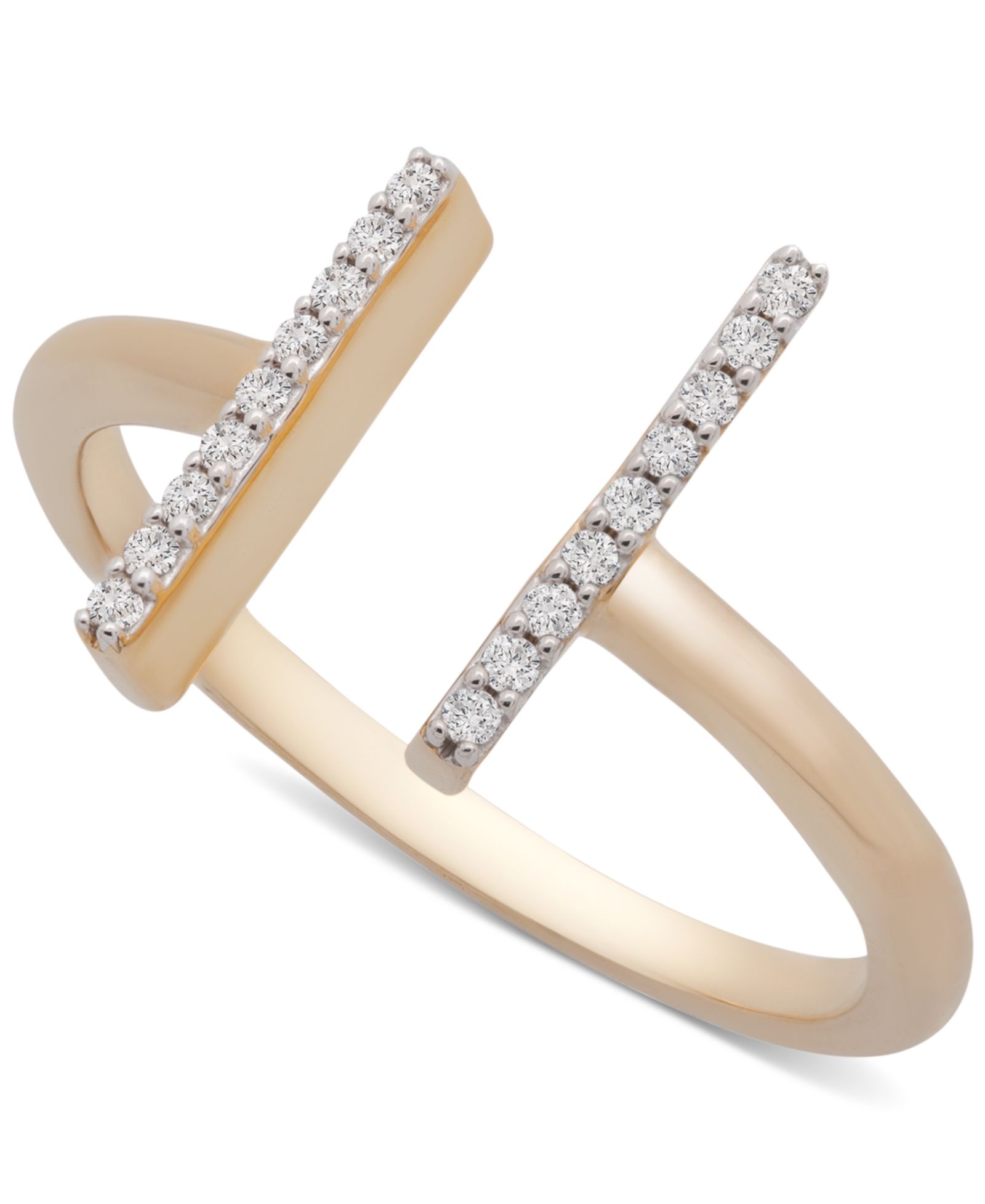 Wrapped™ Diamond Bar Cuff Ring (1/10 ct. t.w.) in 14k Gold, Created for Macy's