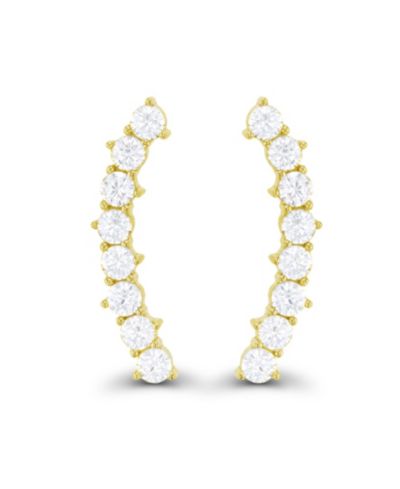 Серьги-клипсы с фианитами Cubic Zirconia Pave в серебре