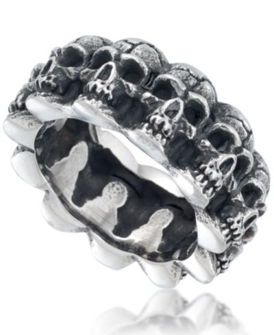 Andrew Charles by Andy Hilfiger Men's Multi Skull Ring in Oxidized Stainless Steel