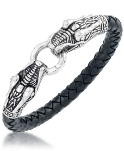 Мужской кожаный браслет Andrew Charles by Andy Hilfiger Dragon Head из нержавеющей стали