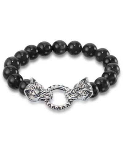 Andrew Charles by Andy Hilfiger Мужской браслет с бусинами Tiger's Eye и головой волка из нержавеющей стали