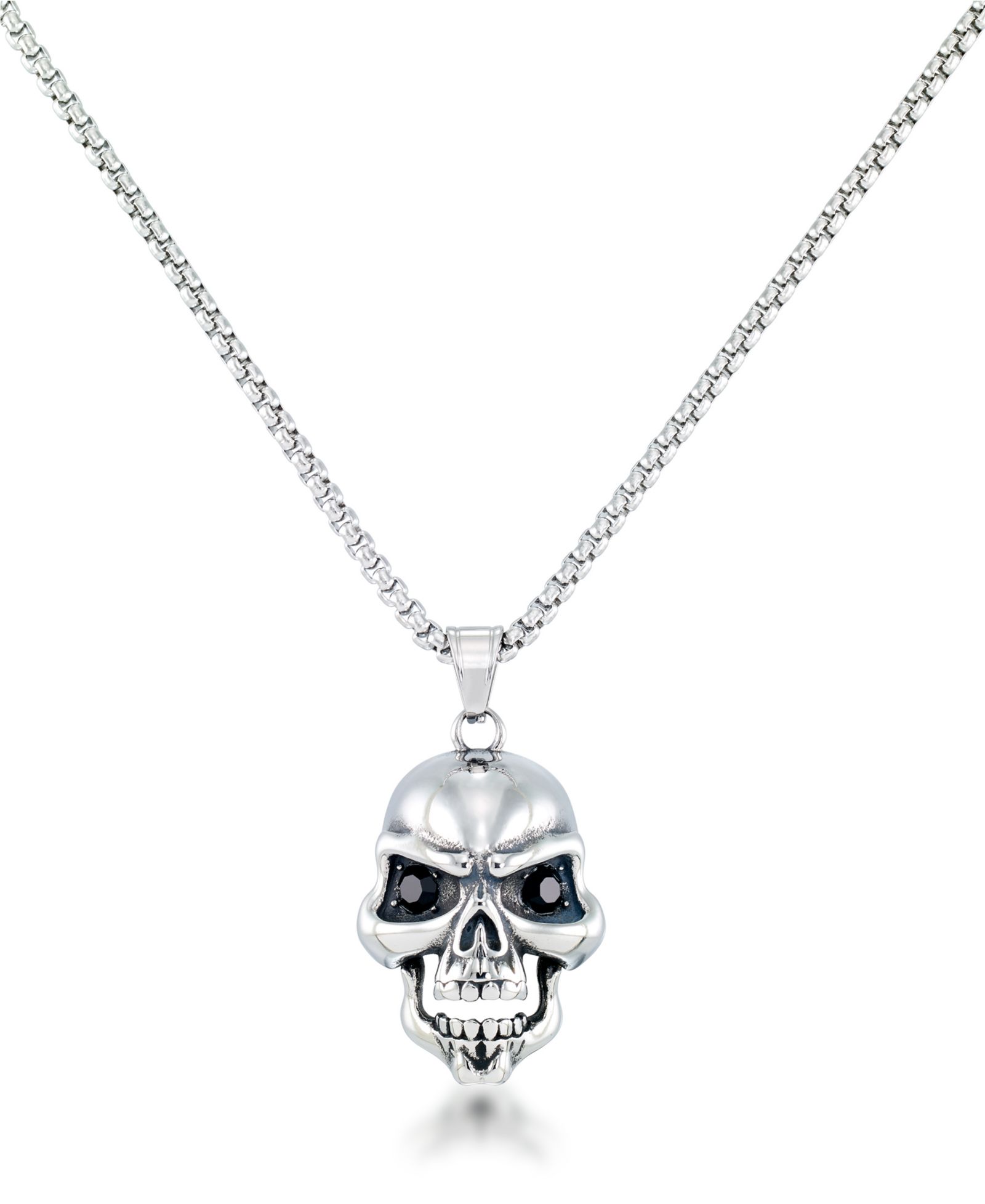 Мужская подвеска-ожерелье Andrew Charles Cubic Zirconia Skull из нержавеющей стали