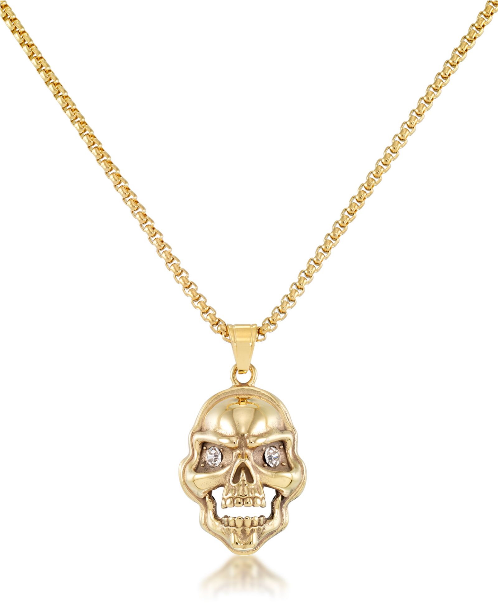 Мужское ожерелье-подвеска Andrew Charles by Andy Hilfiger Cubic Zirconia Signature Skull 24" из черной стали