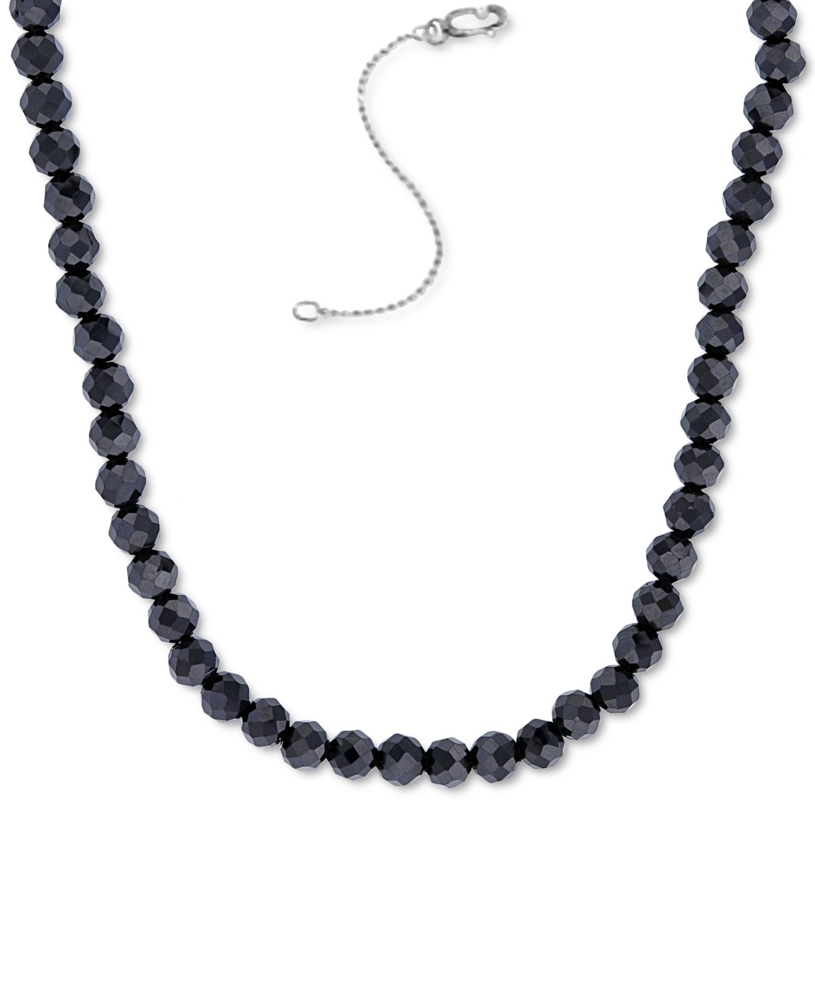 Колье Macy's с черным шпинелем Rondelle в Sterling Silver, 16" + 2" extender