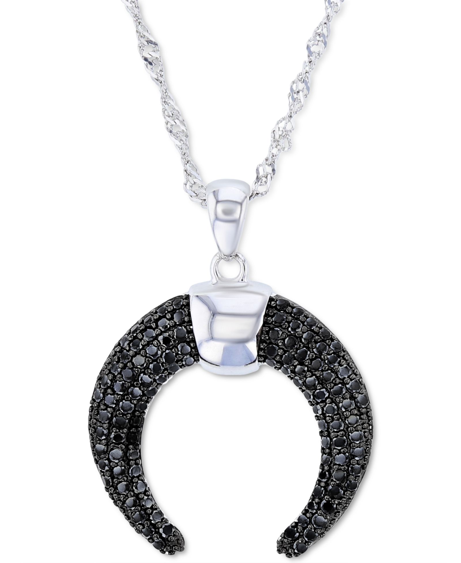 Подвеска-ожерелье Black Spinel Ox Horn в Sterling Silver, 18" + 2" extender