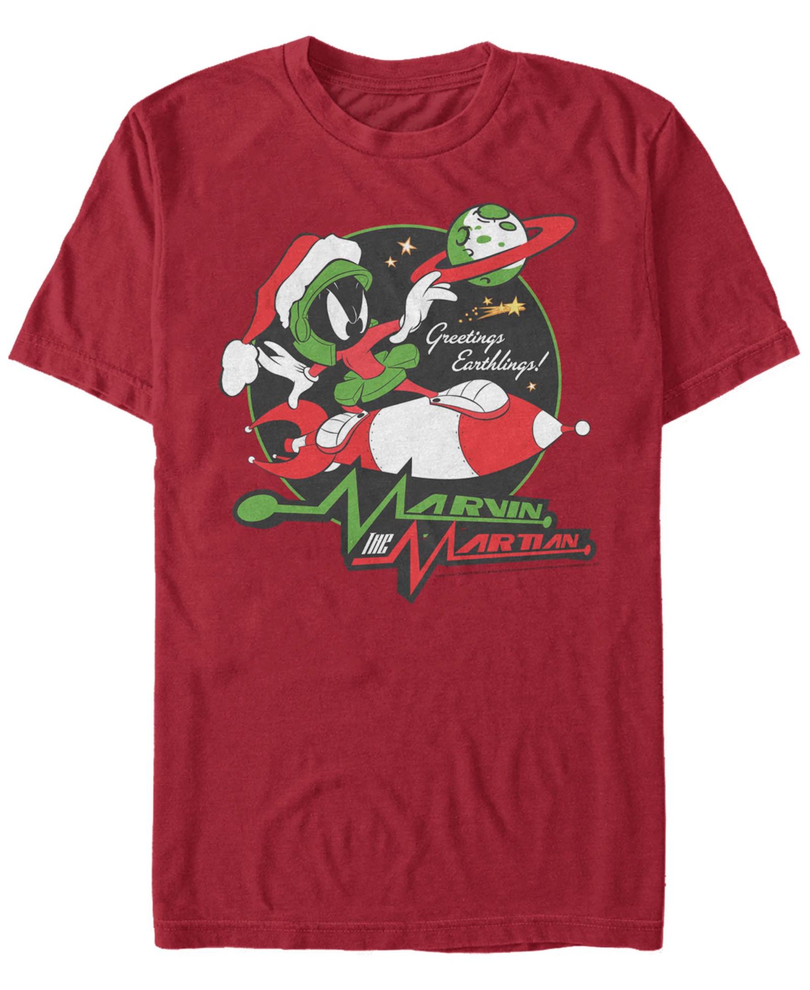 Men's Looney Tunes Christmas Marvin Short Sleeve T-shirt