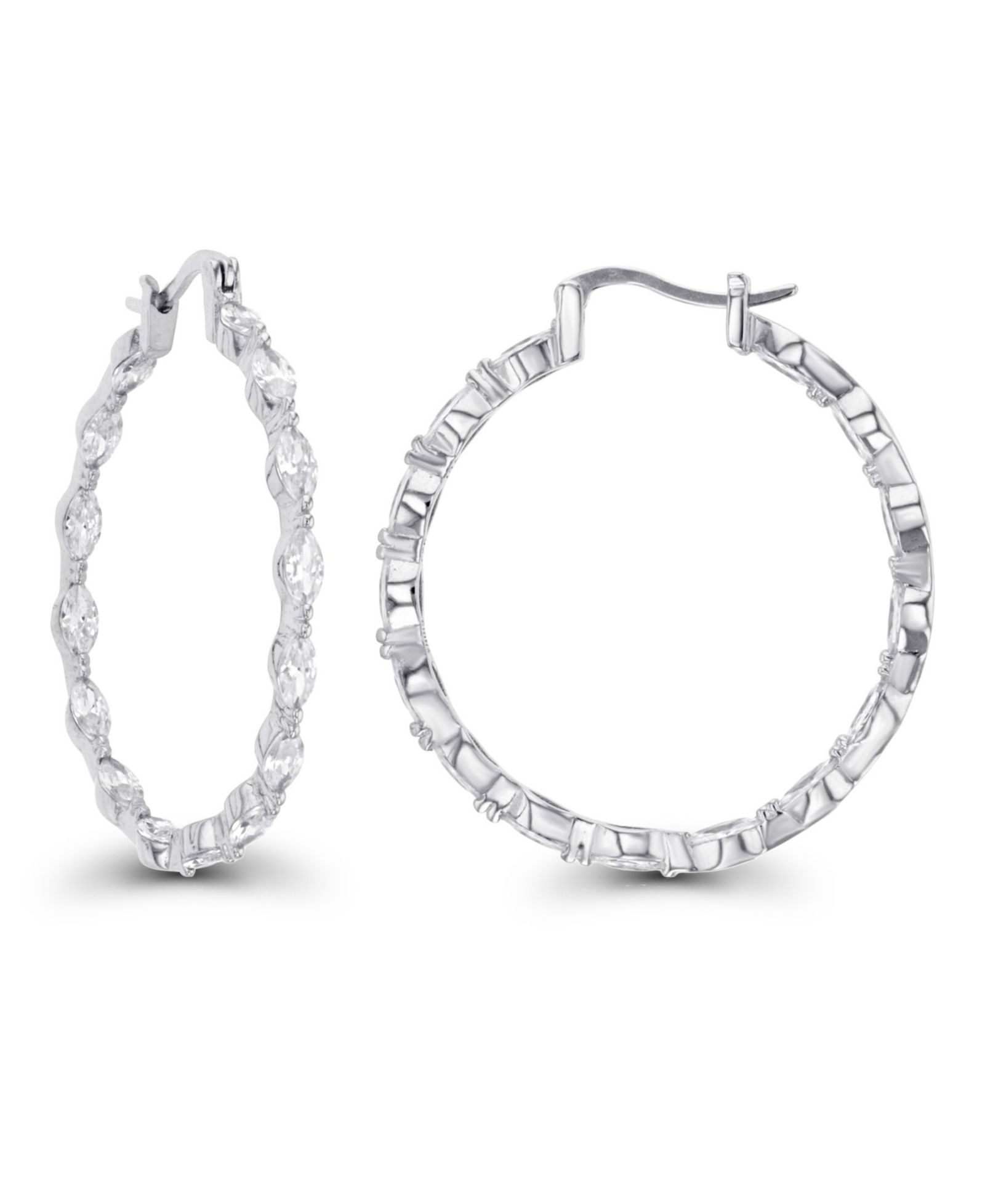 Macy's Cubic Zirconia 14K Rose Gold Marquise Cut Hoop Earrings (Also in 14k Gold Over Silver or 14k Rose Gold Over Silver)