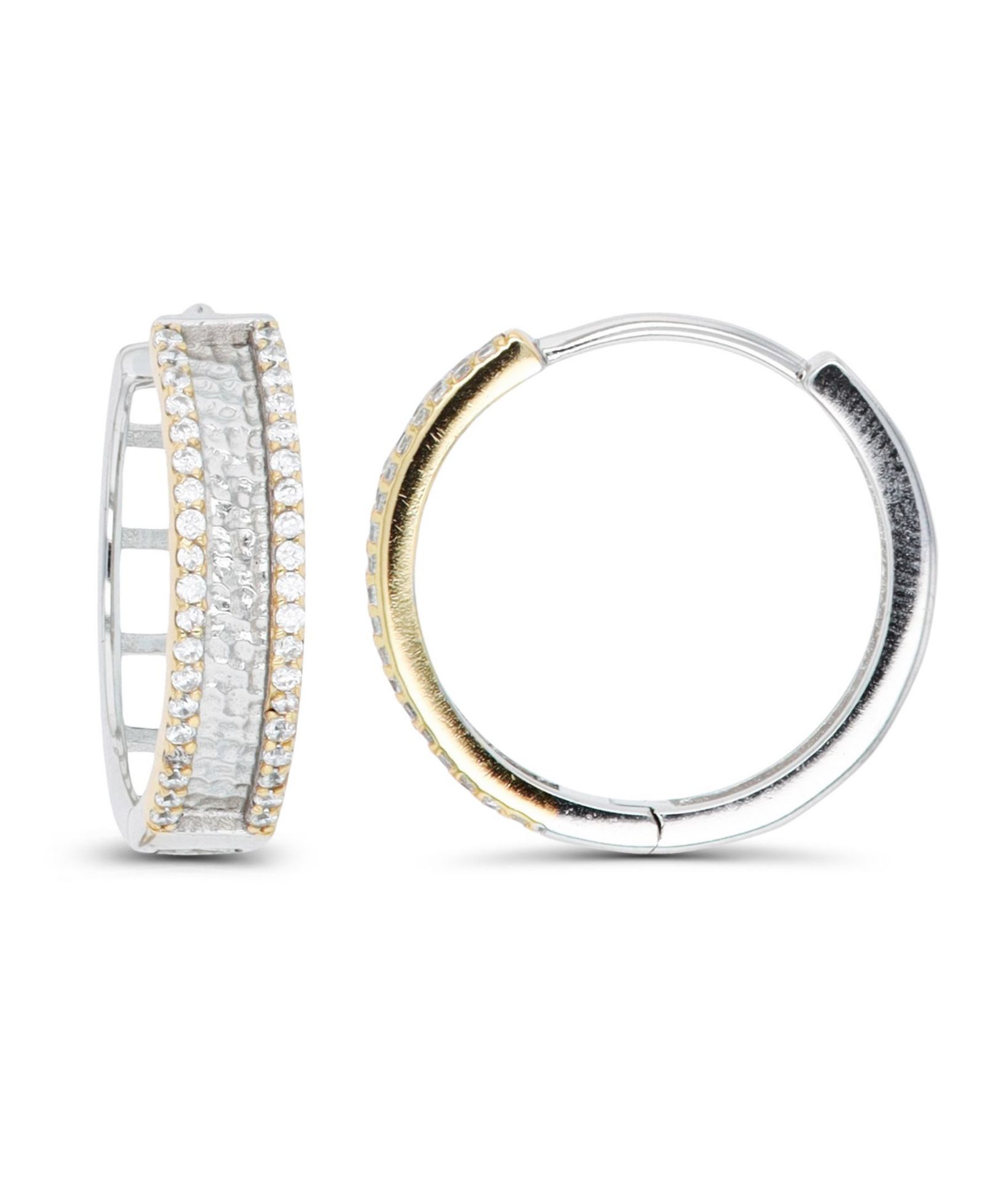 Серьги-кольца Macy's Cubic Zirconia Two-Tone Pave Diamond-Cut