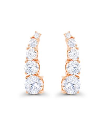 Серьги-клипсы Macy's Cubic Zirconia 14K Rose Gold Graduated Curved