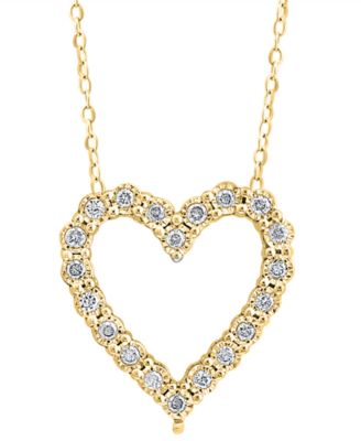 EFF Collection кулон-подвеска Diamond Heart (1/4 карата) на цепочке 18 дюймов из стерлингового серебра или серебра с позолотой 14 карат
