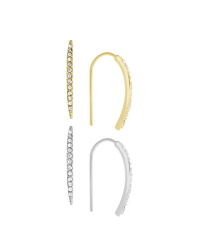Essentials серьги-протяжки Crystal Duo с напылением серебра и золота