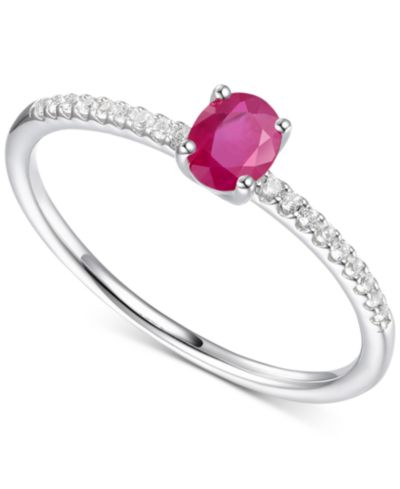 Кольцо с сапфиром (1/2 ct. t.w.) и бриллиантом (1/20 ct. t.w.) в стерлинговом серебре