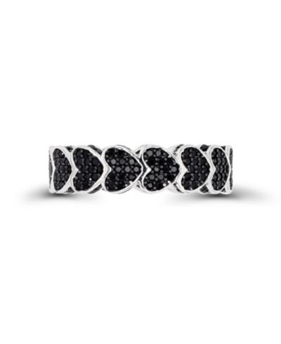 Macy's кольцо Eternity с черным шпинелем Pave Hearts
